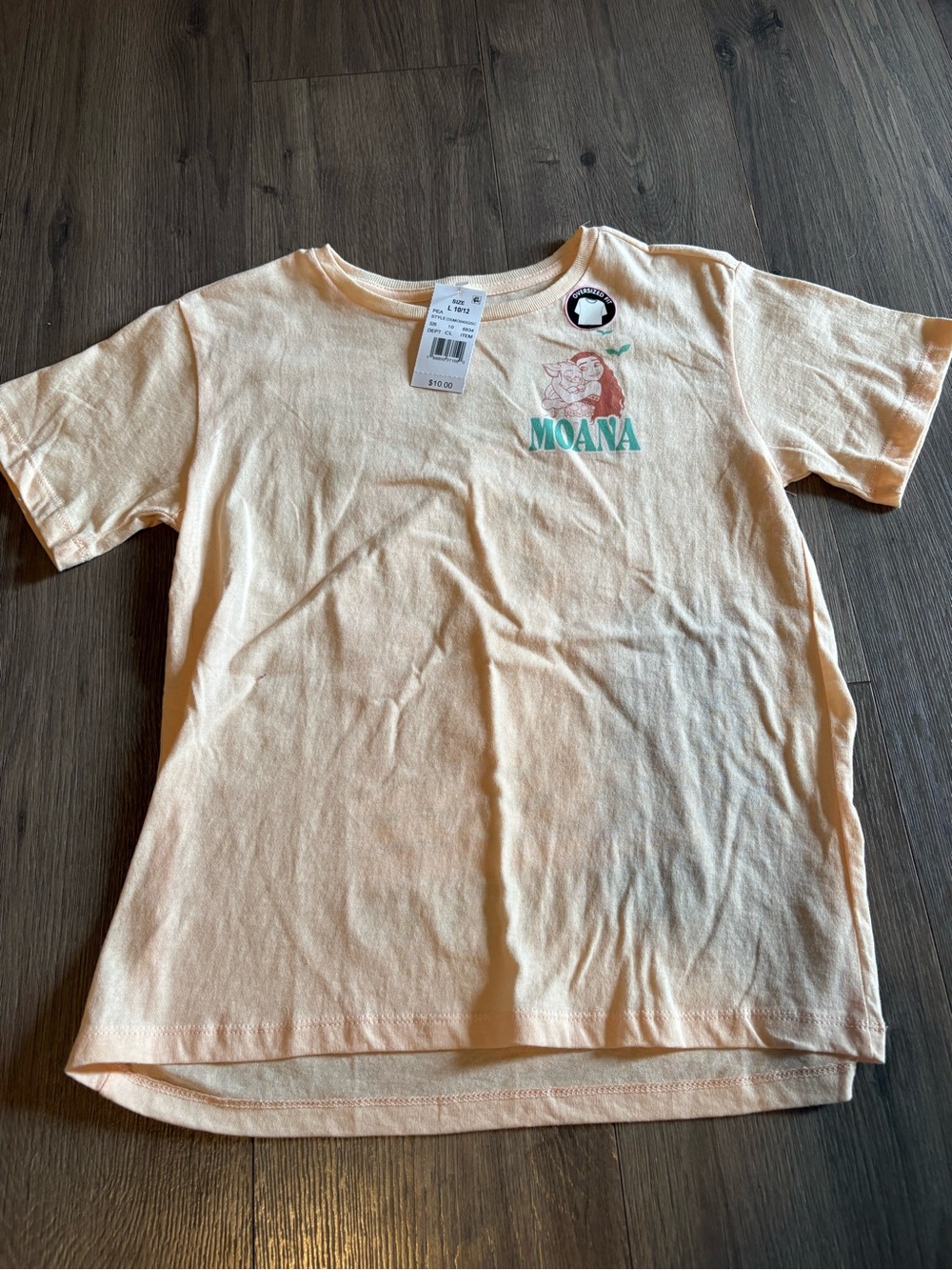 Disney Moana Peach Graphic Kids T‑Shirt size 10/12